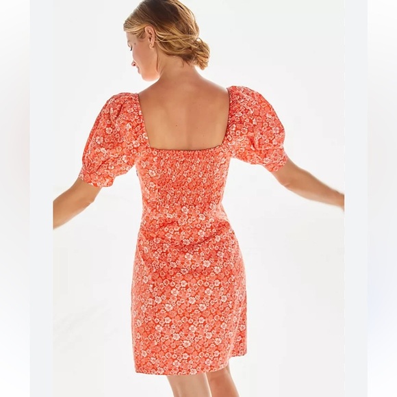Anthropologie Forever That Girl Floral Puff Sleeve Smocked Back Mini Dress - Picture 2 of 7